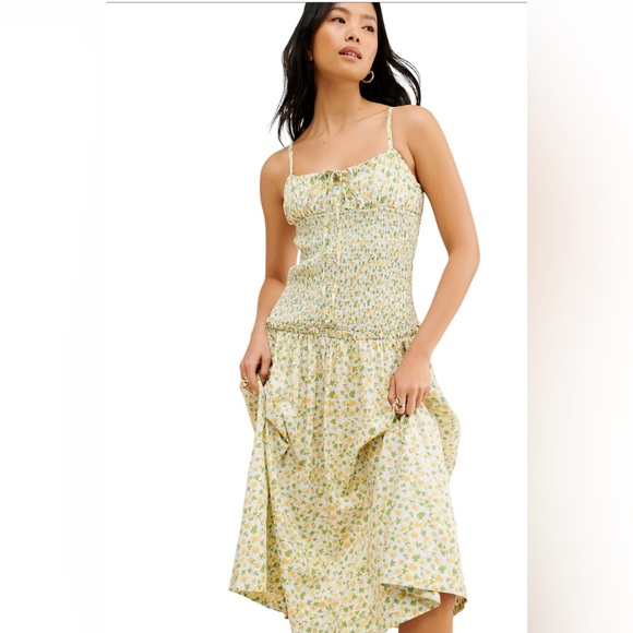 Free People Dresses & Skirts - Free People Size S Lavender Daze Dress Green Combo  Sleeveless Smocked N…